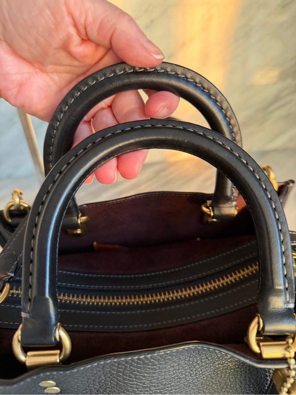 Coach Rogue 25 Black Pebbled Leather with wine/Bordeaux suede interior. - Picture 11 of 11